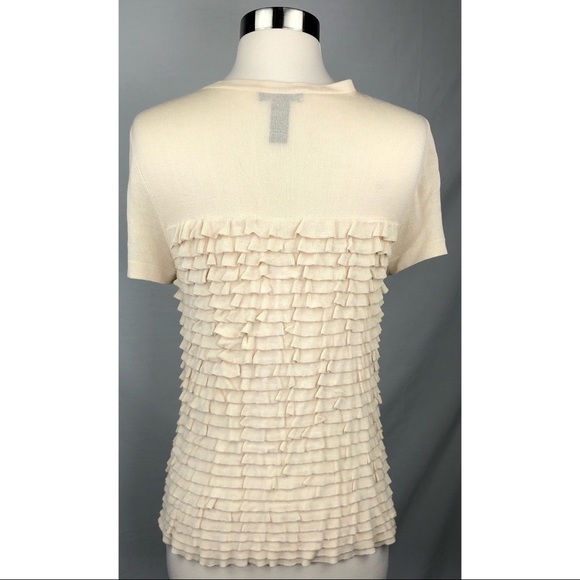 J. Crew Collection Size Small Short Sleeve Ruffle Cardigan Sweater - Picture 3 of 7